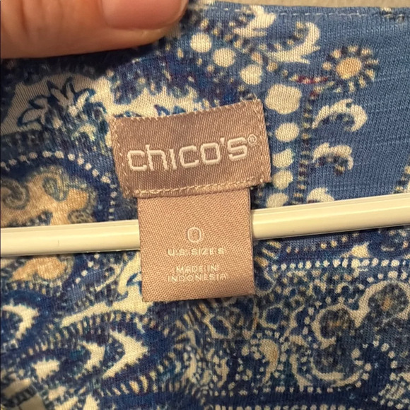 Chico's Blue Gold Graphic 3/4 Sleeve Tunic - Picture 2 of 14